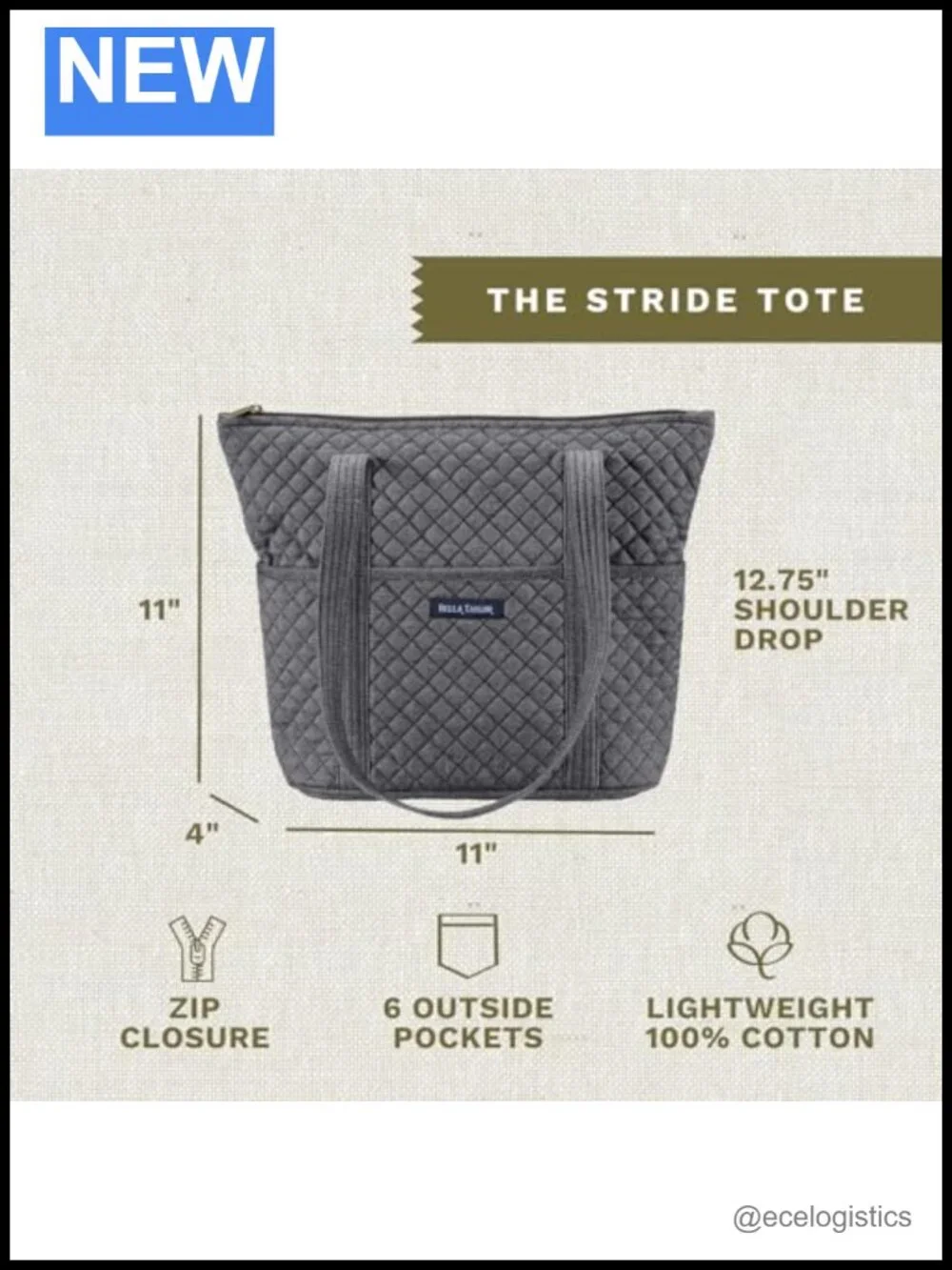 Quilted Shoulder Bag Tote for Women Cotton Lightweight with 10 Pockets